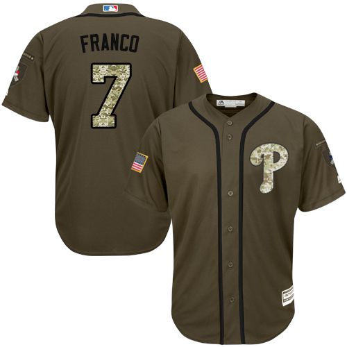 Phillies #7 Maikel Franco Green Salute to Service Stitched MLB Jersey